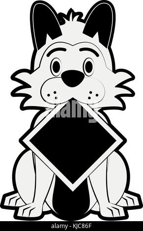 Dog with roadsign cartoon Stock Vector