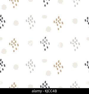 Brushstrokes pastel paint seamless vector gray gold pattern. Stock Vector