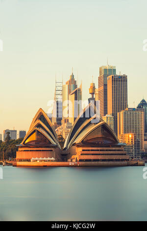 Sydney Opera House at Sunrise, Kirribilli, Sydney, New South Wales (NSW), Australia Stock Photo