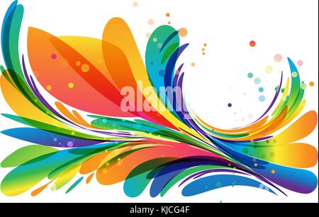 Multicolored floral circle frame on white background Stock Vector