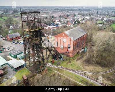 Aerial View Of Astley Green Colliery Museum Coal Mine in Astley, Greater Manchester, England, UK Stock Photo