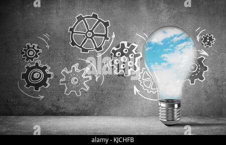 Eco innovations concept by means of lightbulb. Stock Photo