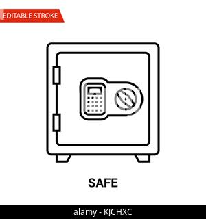 Safe Icon. Thin Line Vector Illustration - Adjust stroke weight - Expand to any Size - Easy Change Colour - Editable Stroke - Pixel Perfect Stock Vector
