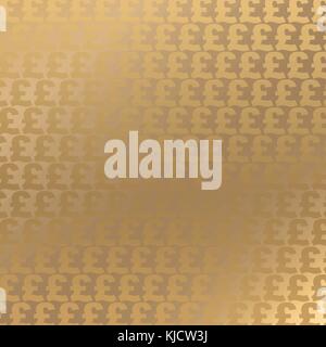 Golden Pound Sterling currency symbol. Shiny gold background. Vector illustration. Stock Vector