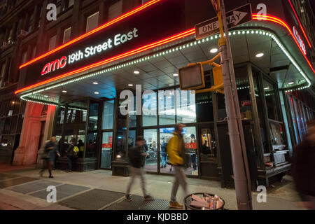 The AMC 19th Street East cinemas rin the Flatiron neighborhood of New York on Thursday, November 16, 2017.  (© Richard B. Levine) Stock Photo