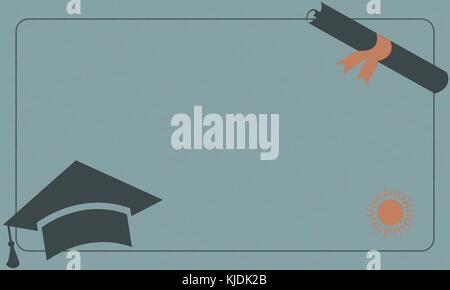 University Paper background with graduation cap, stamp and diploma. Graduation Collection. vector Illustration Stock Vector