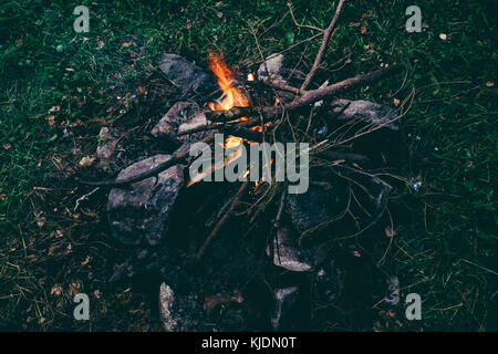 Branches in campfire Stock Photo