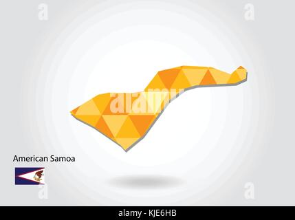 Geometric polygonal style vector map of american Samoa. Low poly map of american Samoa. Colorful Polygonal map shape of american Samoa on white backgr Stock Vector