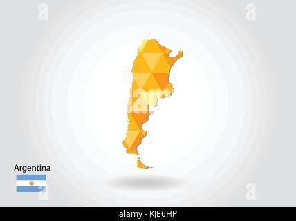 Geometric polygonal style vector map of argentina. Low poly map of argentina. Colorful Polygonal map shape of argentina on white background - vector i Stock Vector