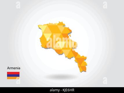 Geometric polygonal style vector map of armenia. Low poly map of armenia. Colorful Polygonal map shape of armenia on white background - vector illustr Stock Vector