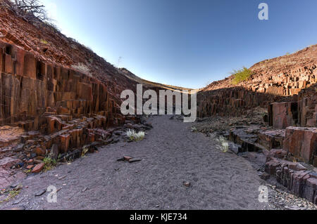 Basalt, volcanic rocks known as the Organ Pipes in Twyfelfontein, Damaraland, Namibia, Southern Africa Stock Photo