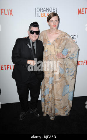 NEW YORK, NY - JUNE 16: Lea DeLaria, Chelsea Fairless attends the 'Orange Is The New Black' premiere at SVA Theater on June 16, 2016 in New York City   People:  Lea DeLaria, Chelsea Fairless Stock Photo