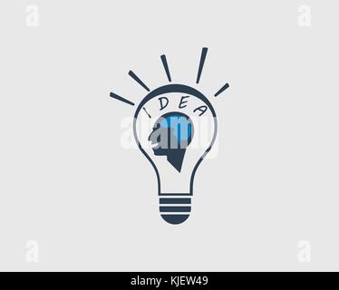 Idea Generation Icon. Man head symbol in bulb Stock Vector