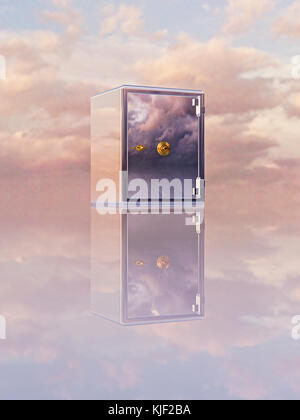 Reflection of safe in clouds Stock Photo