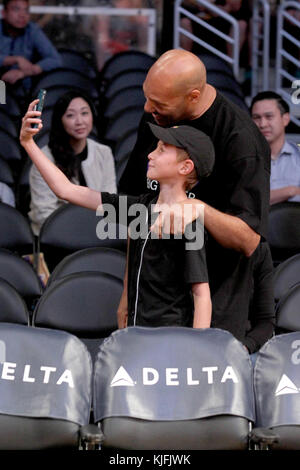 Sunday October 22, 2017;  Celebs out at the Lakers game. The New Orleans Pelicans defeated the Los Angeles Lakers by the final score of 119-112 at Staples Center in Los Angeles, CA.  Featuring: LaVar Ball Where: Pasadena, California, United States When: 23 Oct 2017 Credit: WENN.com Stock Photo