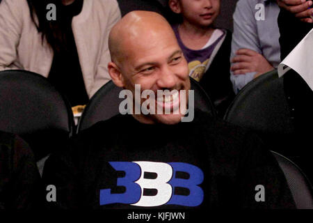 Sunday October 22, 2017;  Celebs out at the Lakers game. The New Orleans Pelicans defeated the Los Angeles Lakers by the final score of 119-112 at Staples Center in Los Angeles, CA.  Featuring: LaVar Ball Where: Pasadena, California, United States When: 23 Oct 2017 Credit: WENN.com Stock Photo