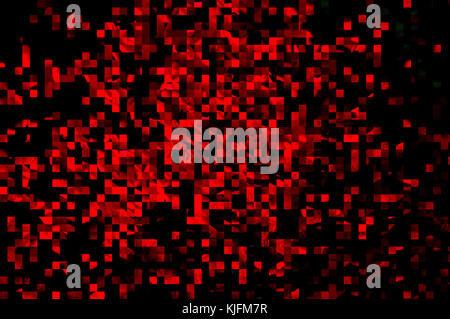 Abstract decorative background with red squares and figures on a black background Stock Photo