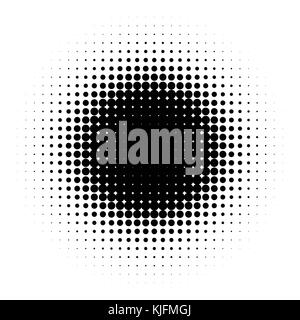 Isolated black color abstract round shape halftone dotted cartoon comics blot background, dots decorative elements vector illustration Stock Vector