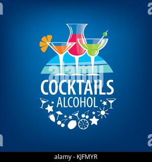 alcoholic cocktails logo Stock Vector