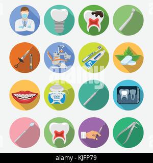 Set Dental Services Icons Stock Vector