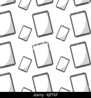 technology tablet computer and mobile phone gadgets seamless pattern Stock Vector