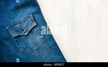 Close up denim shirt jeans texture background Stock Photo