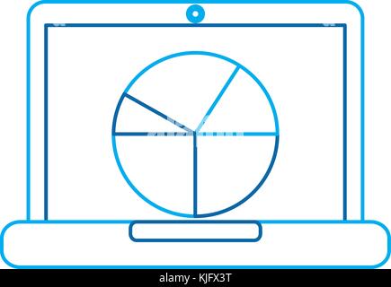 laptop pie chart on screen icon on white background. Simple element ...