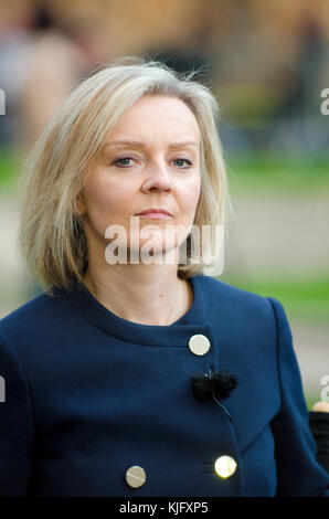 Liz Truss MP (Con; Chief Secretary to the Treasury) on College Green ...