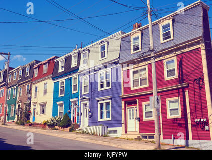 Colourful traditional houses, St John's, Avalon peninsula, Newfoundland, Canada Stock Photo