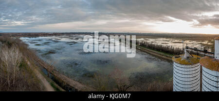 Panorama. Sunset from an elevated viewpoint, Aiguamolls Empordà, Catalonia Stock Photo