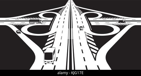 Intersection of two highways - vector illustration Stock Vector