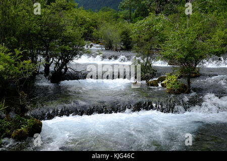 Small waterfalls in Jiuzhaigou valley Stock Photo