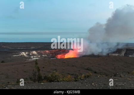 Jaggar museum view on caldera at night, Hawaii Big Island Stock Photo