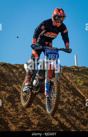 Aidan Williams on the JD Racing & Raptor KTM MXY2 at the 2017 British Championship Motocross meeting at Cadders Hill, Lyng, Norfolk, UK. Stock Photo