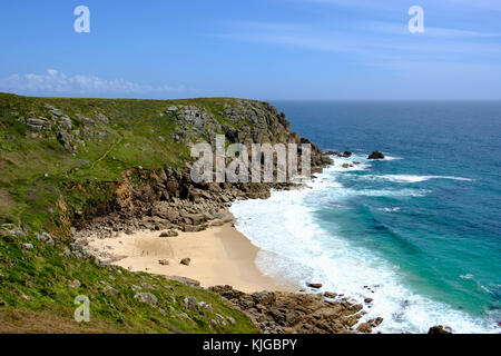 Porthchapel Beach, bei Porthcurno, Cornwall, England, Großbritannien Stock Photo