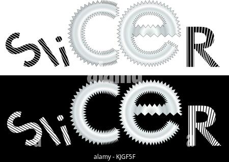 abstract inscription with saws slicer business logo Stock Vector