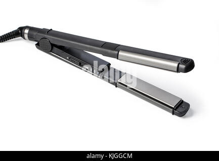 electric hair straightener isolated on white background,with clipping path Stock Photo