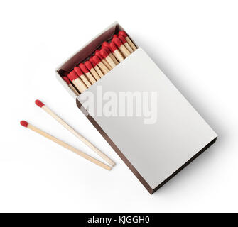 Open Box of Matches With Copy Space Isolated on White Background.with clipping path Stock Photo