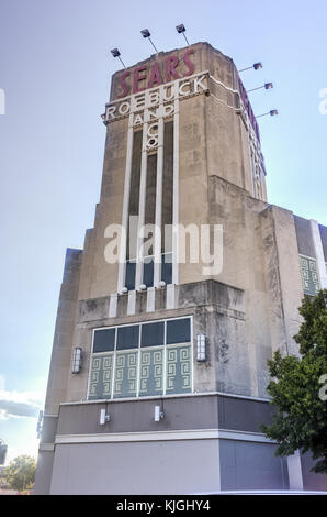 Brooklyn, New York - August 2, 2015: Art deco Sears store on Bedford Avenue in Brooklyn. Sears, Roebuck & Co. is an American multinational department  Stock Photo