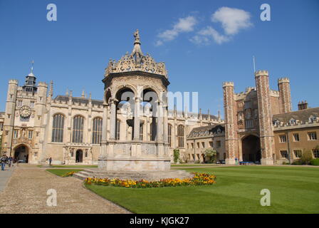 Cambridge, United Kingdom - April 18, 2015: Trinity College Great Court Stock Photo