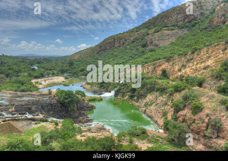 Waterfall of Crocodile River Hartbeespoort Dam in South Africa Stock Photo