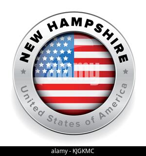 New Hampshire Usa flag badge button Stock Vector