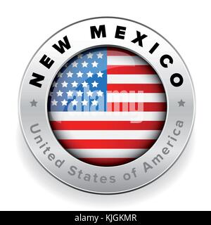 New Mexico Usa flag badge button Stock Vector