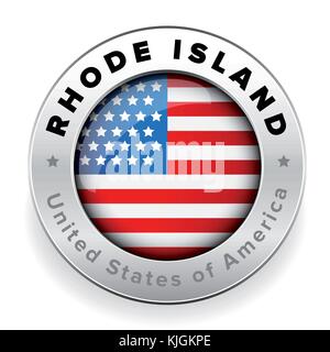 Rhode Island Usa flag badge button Stock Vector