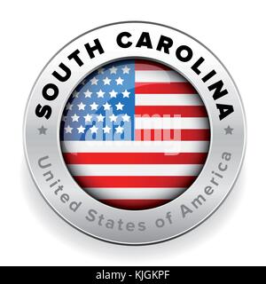 South Carolina Usa flag badge button Stock Vector