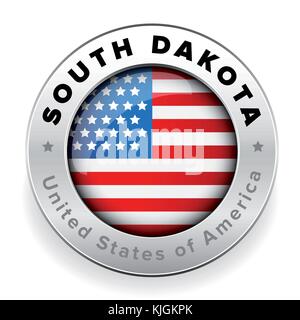 South Dakota Usa flag badge button Stock Vector