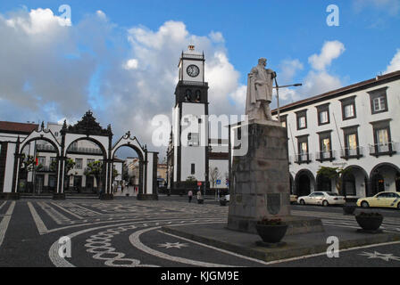 Central Square of Ponta Delgada, Sao Miguel, Azores, Portugal Stock Photo