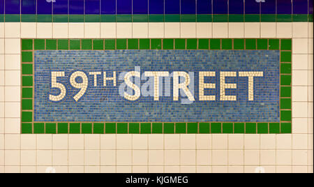 New York, New York - July 12, 2015: 59th Street, Columbus Circle Subway Station in Manhattan. Stock Photo