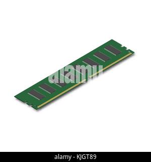 RAM module, isolated on white background. Element for the design of digital devices and computer accessories. 3D isometric style, vector illustration. Stock Vector
