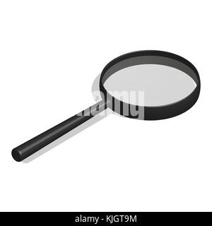 Photo realistic magnifier, isolated on white background. 3d isometric style, vector illustration. Stock Vector